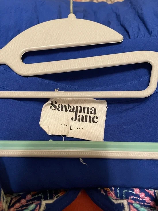 Savanna Jane Royal Blue Embroidered Boho Top - Picture 2 of 3